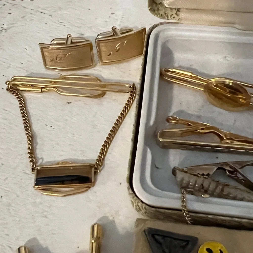 Lot mens cufflinks tie clips tacks swank unmarked